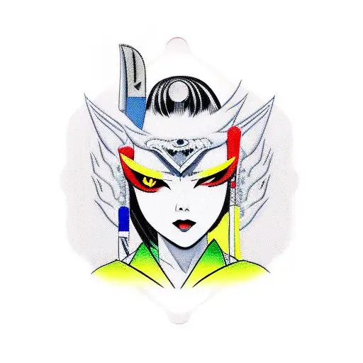 japanese evil lady killer with knife tattoo design idea