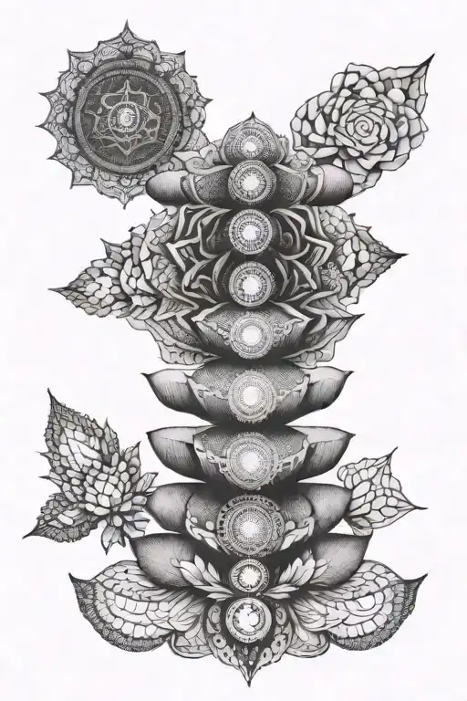 family of 7 chakras tattoo design idea