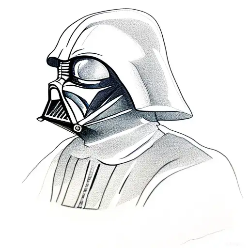 chef knife with reflection of darth Vader tattoo design idea