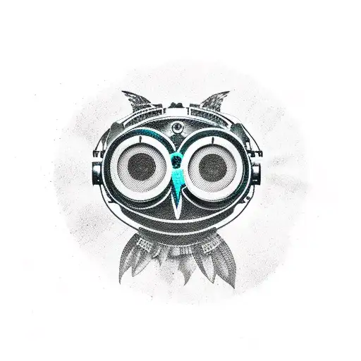 steampunk owl with goggles tattoo design idea