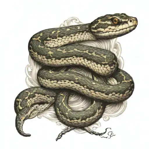charlotte the snake killed on a surfboard  tattoo design idea