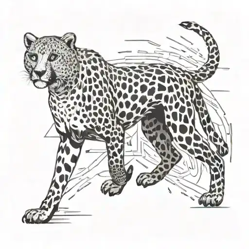 make me a cheetah running with lightning around him tattoo design idea