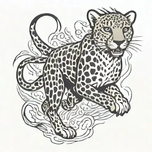 make me a cheetah running with lightning around him tattoo design idea