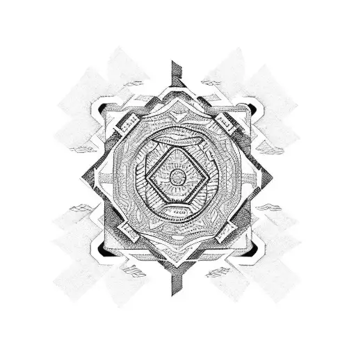 A combination of Kapampangan art motifs and Visayan line patterns forming a unique island-inspired design, in dotwork style tattoo design idea