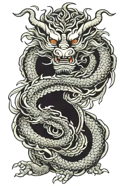 braided Japanese dragon tattoo design idea