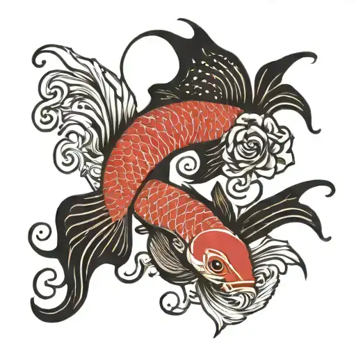 betta fish yin yang tattoo design idea