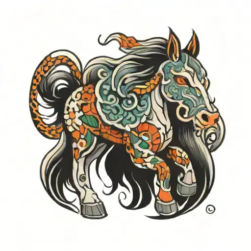 horse dog snake tattoo design idea