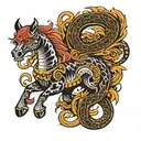 doog  snake horse tattoo design idea