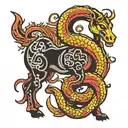 doog  snake horse tattoo design idea