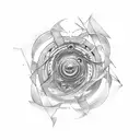 Film reel entwined with mathematical symbols tattoo design idea