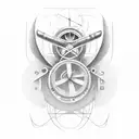 Film reel entwined with mathematical symbols tattoo design idea