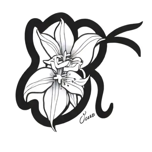 first name Ciara with orchid cattleya  tattoo design idea