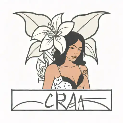 first name Ciara with orchid cattleya  tattoo design idea