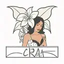 first name Ciara with orchid cattleya  tattoo design idea