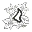 first name Ciara with orchid cattleya  tattoo design idea