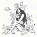 first name Ciara with orchid cattleya  tattoo design idea