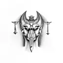 Anubis with scales of justice tattoo design idea