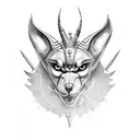 Anubis with scales of justice tattoo design idea