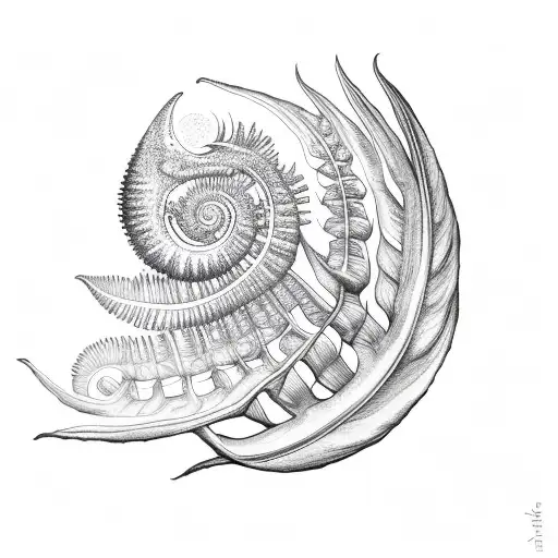 silver fern under full moon tattoo design idea