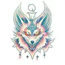 kitsune con espadas tattoo design idea