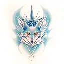 kitsune con espadas tattoo design idea