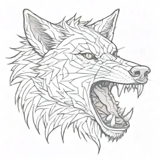 The Wolf's mouth open tattoo design idea