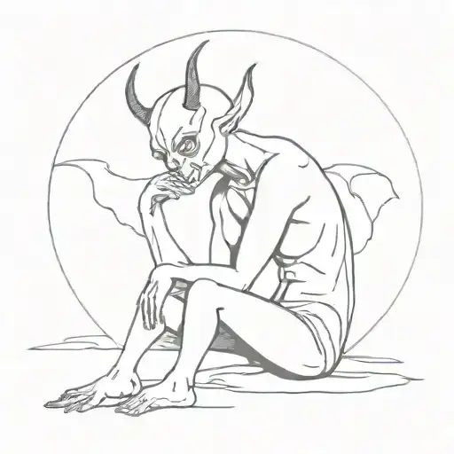 loneliness after a relationship demon tattoo design idea