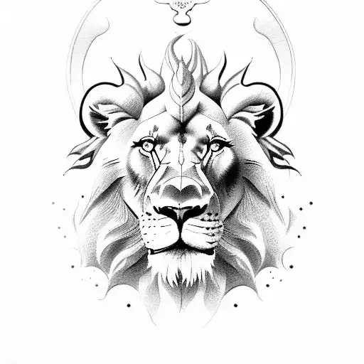 lion, ram, mountain goat tattoo design idea