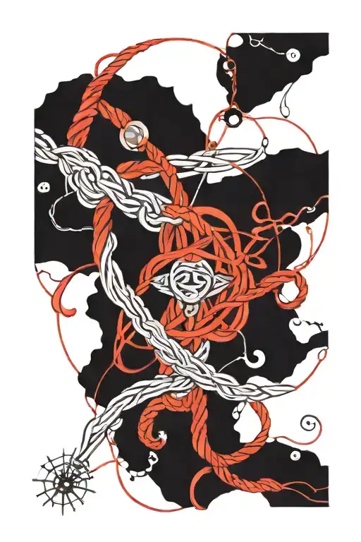 red string theory interwoven tattoo design idea