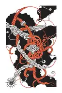red string theory interwoven tattoo design idea