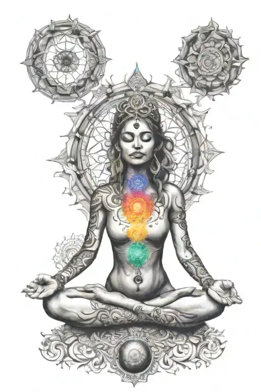 7 chakras of kundalini tattoo design idea