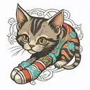 Kitten with a sock tattoo design idea