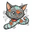 Kitten with a sock tattoo design idea