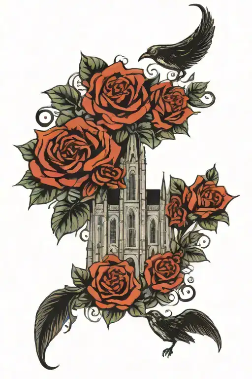 Gothic cathedral tattoo design idea
