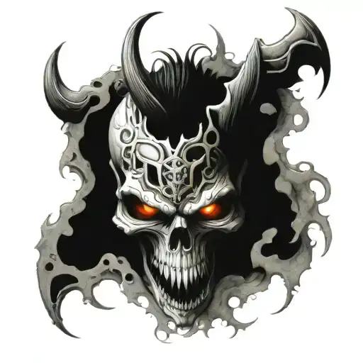 Scary demon skull tattoo design idea