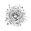 A beautiful script tattoo of your daughters' names intertwined with delicate flowers tattoo design idea