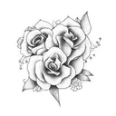 A beautiful script tattoo of your daughters' names intertwined with delicate flowers tattoo design idea