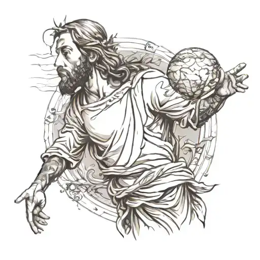 Jesus Christ carrying the earth on his back tattoo design idea