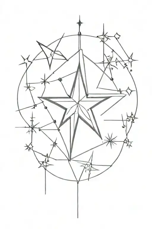 small  fine line star sign symbol for Leo, Aries and sagittarius tattoo design idea