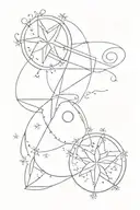 fine line star sign symbol for Leo, Aries and sagittarius tattoo design idea