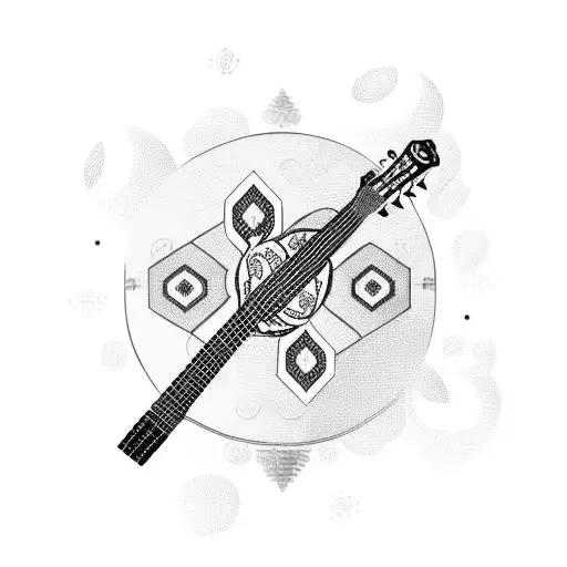 A traditional Mexican guitar merged with a soccer ball tattoo design idea