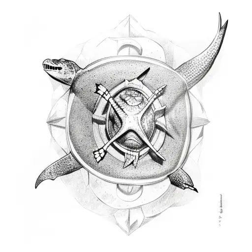 turtle shark anchor  tattoo design idea