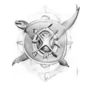 turtle shark anchor  tattoo design idea