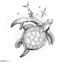 turtle shark anchor  tattoo design idea