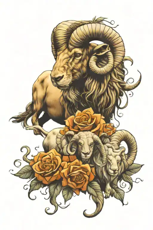 Aries the Ram with Leo the Lion, throw in skulls, orange roses, linked to aliens somehow....(incognito). tattoo design idea