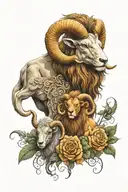 Aries the Ram with Leo the Lion, throw in skulls, orange roses, linked to aliens somehow....(incognito). tattoo design idea