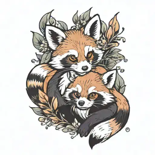 red panda and fox tattoo design idea