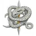 Snake coiled around dagger tattoo design idea