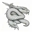 Snake coiled around dagger tattoo design idea