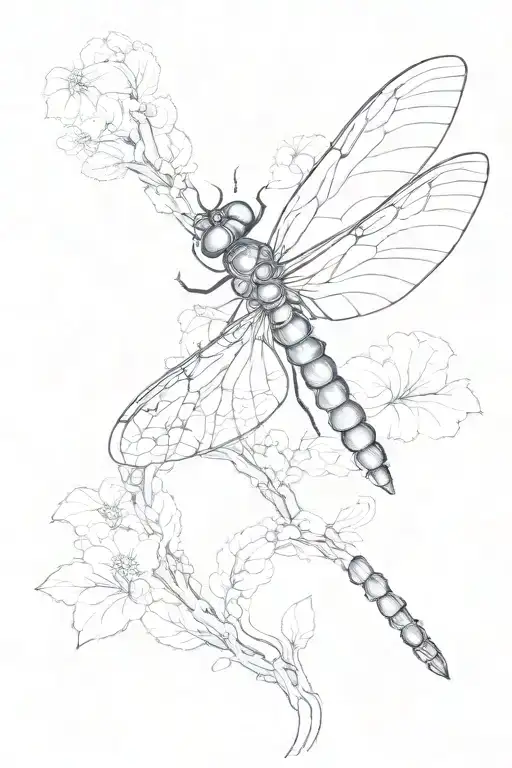 dainty dragon fly with semi colon tattoo design idea